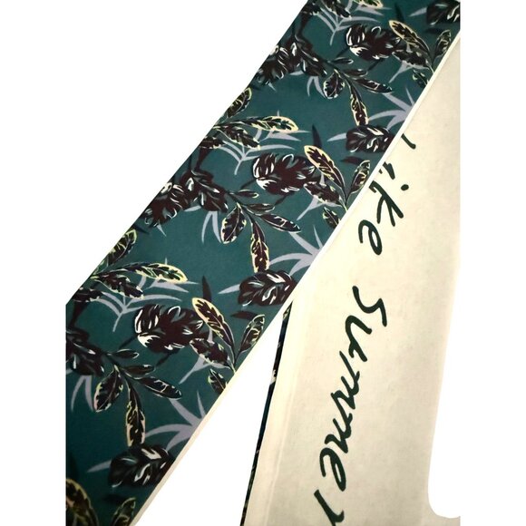 Slim Scarf Green Botanical 34in Satin Two Sided Boho Dark Academia No61 - Picture 10 of 13